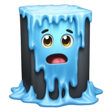 Ice block  melting on stove, screaming help sticker
