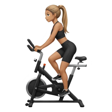 woman with long hair tied up in ankle-length leggings on a stationary bike sticker