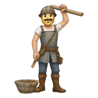medieval scaffolder at work sticker