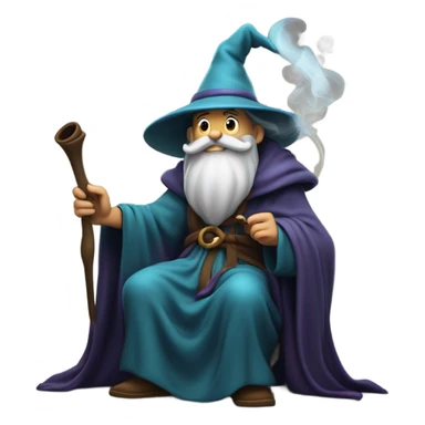 Wizard smoking pipe sticker