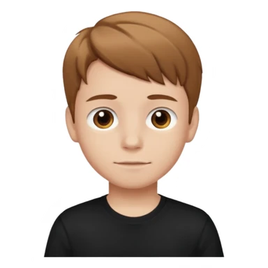 A boy with light brown hair and brown eyes and white skin and black t shirt  sticker