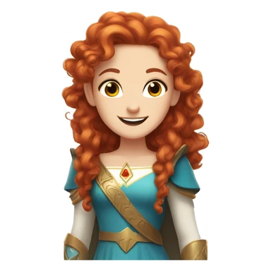 a white girl with long red curly hair and freckles, cosplaying Princess Zelda posing and smiling sticker