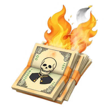 fiery exploding stack of russian ruble notes sticker