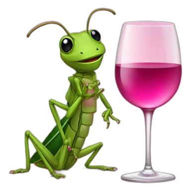 grasshopper with a glass of pink wine sticker