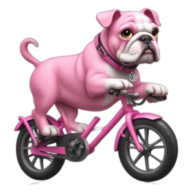 pink bulldog on a bike sticker