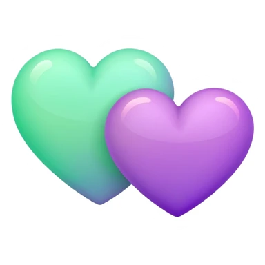 Two-hearts-coloured-light-pastel-shade green color and purple sticker