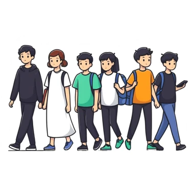 team of five people sticker