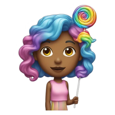 girl with rainbow swirly lollipop sticker