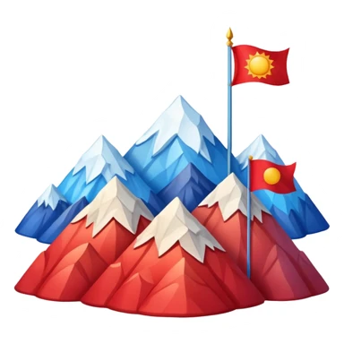 A blue , white and red flag With three mountain and a sun and ⚖️ in the upper part of mountains sticker