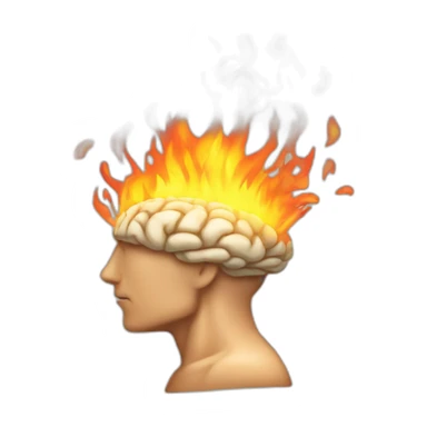 burning brain profile view sticker