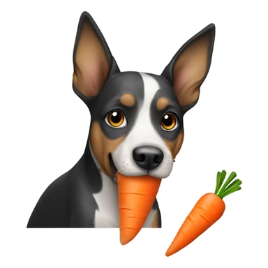 Dog eating carrot sticker