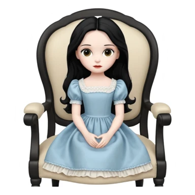 annabelle doll is sitting on the chair


















 sticker