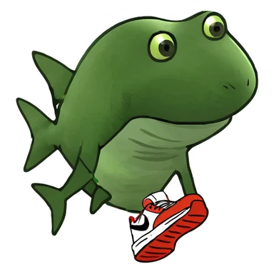 Shark with three legs with nike shoes sticker