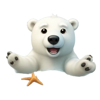Polar bear with starfish  sticker