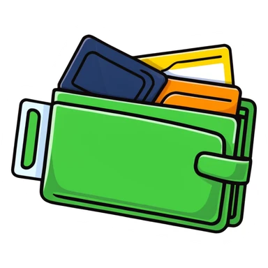 wallet with credit cards and currency sticker