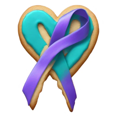 Cookie heart with teal purple support ribbon sticker