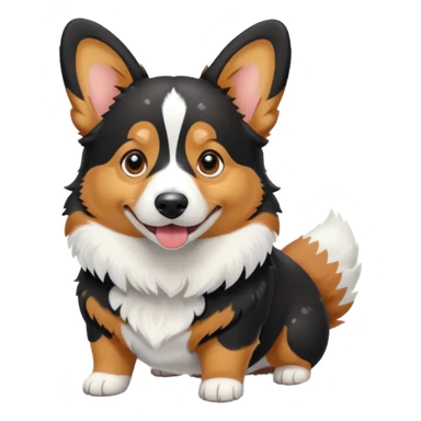 black tricolor corgi in snow sticker