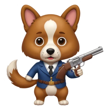 A dog with a gun sticker