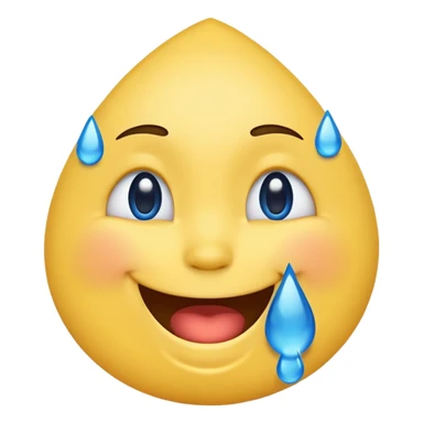 Emoji, yellow round laughing face, blue tears of joy on it. 2 big blue tears on each of the 2 cheeks sticker