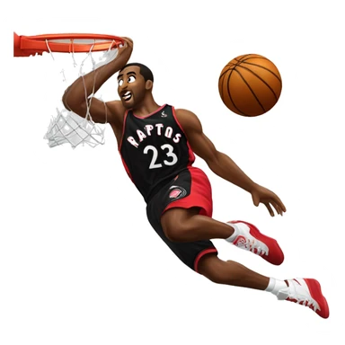 toronto raptors basketball player dunking on net  sticker