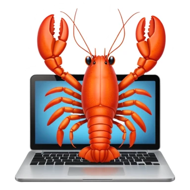 Lobster Working with a Laptop sticker