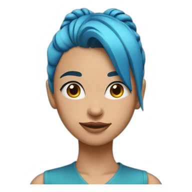 Girl with blue hair tied in a high ponytail sticker