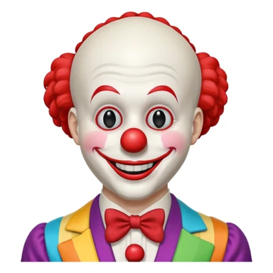 A white animatronic humanoid male clown mannequin sticker