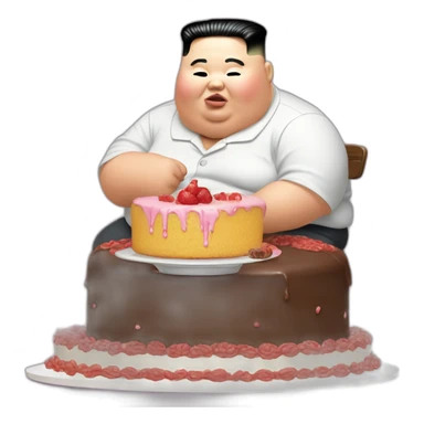 Kim jung un morbidly obese eating cake sticker