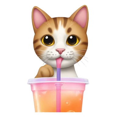 Cat drinking bubble tea sticker