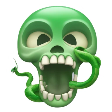 skull with open mouth green snake sticker