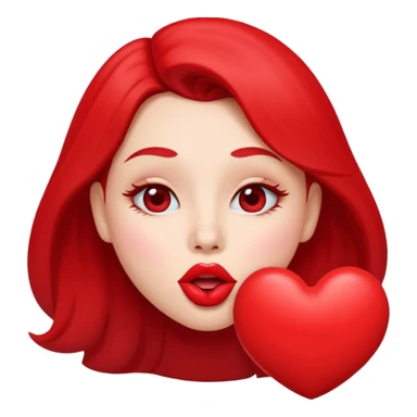 face blowing a kiss with exaggerated puckered lips and a big heart sticker