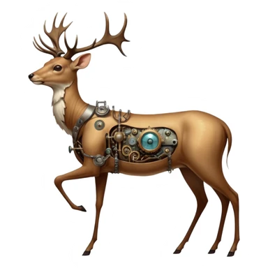 cinematic steam-punk -  hieronymus bosch phantasmagoric mutated creatures - hybrids of human-deer sticker