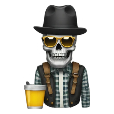 hipster totenkopf mit trommel sticker