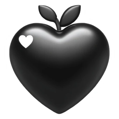 Apple-style 3D emoji of a shiny black heart, smooth and glossy surface, simple and elegant design, no background. sticker