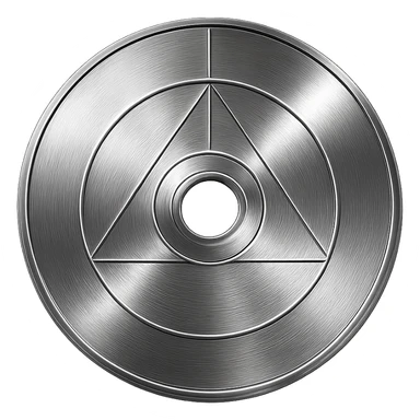 A minimalist CD disc with geometric pattern, glowing effect, purple color sticker