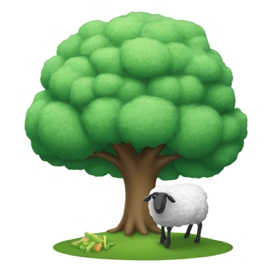 a sheep eats under a tree sticker