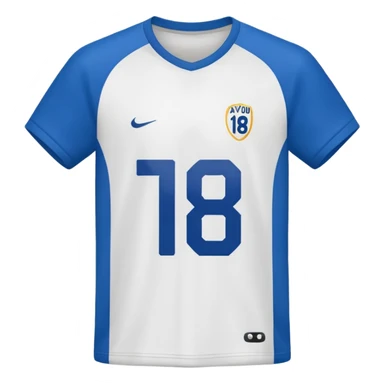 Football T-shirt saying "Ayyub" on the back with number 18 sticker