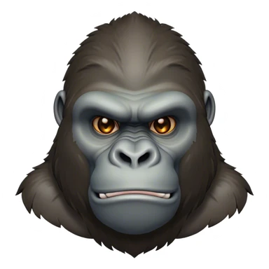 Cinematic Noble Gorilla Portrait Emoji, Poised and commanding, with a massive, muscular build cloaked in dense, rich fur and deep, soulful eyes, Simplified yet sharp and sophisticated features, highly detailed, glowing with a soft, dignified jungle glow, high shine, intelligent and formidable, stylized with an air of primate majesty, focused and authoritative, soft glowing outline, capturing the essence of a watchful guardian that feels as though it could step out of the screen with effortless authority! sticker