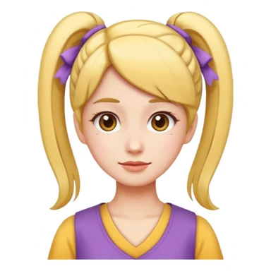 v-line face, twin tail hairstyle, slim small woman, emoji style sticker