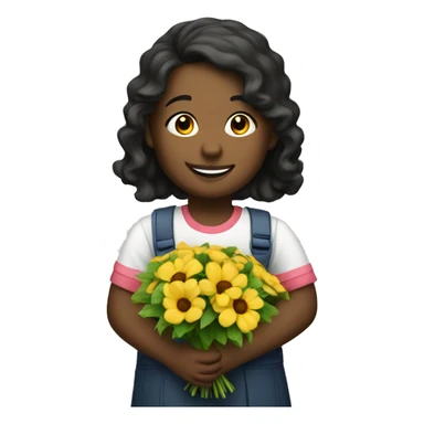 first-grade students with a bouquet sticker