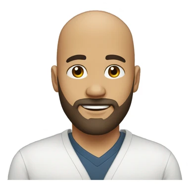 Adult, 33 years old, bald, wears beard, white, dark brown eyes, A mole on the left side of the face  sticker