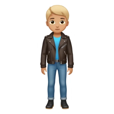 Boy in leather jocket, full body, different color sticker