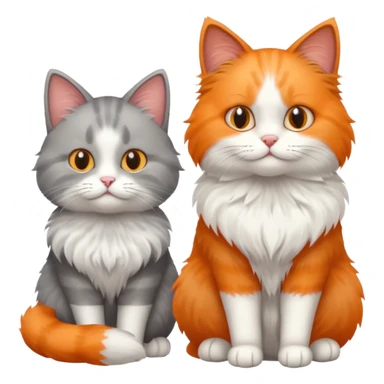 a realistic looking very fluffy grey and white cat sitting next to another cat sticker