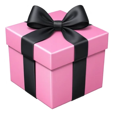 Pink gift box with black bow, realistic  sticker