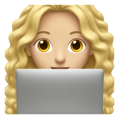English teacher (woman blond long hair wavy teaching online on her laptop) without glasses  sticker