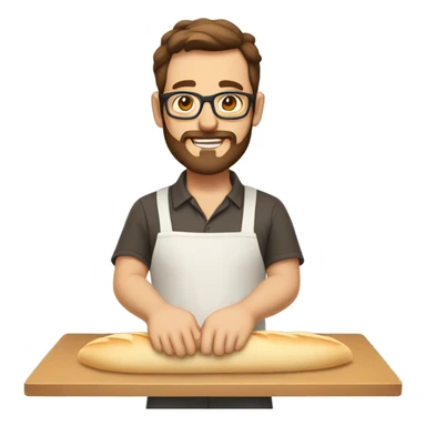 Caucasian Man with brown hair and beard with glasses making bread dough sticker