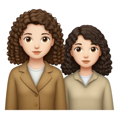 2 girls: first one is with curly short dark hair, second one is with lighter brown straight long hair sticker