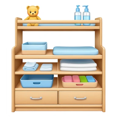 baby changing table set with drawers, shelves, changing pad, and baby care accessories sticker