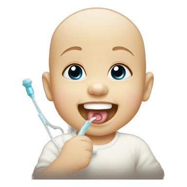 Baby with feeding tube in nose smiling  sticker