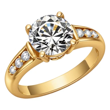 An engagement ring with a gold band with small round diamonds, and the diamond being almond shape  sticker